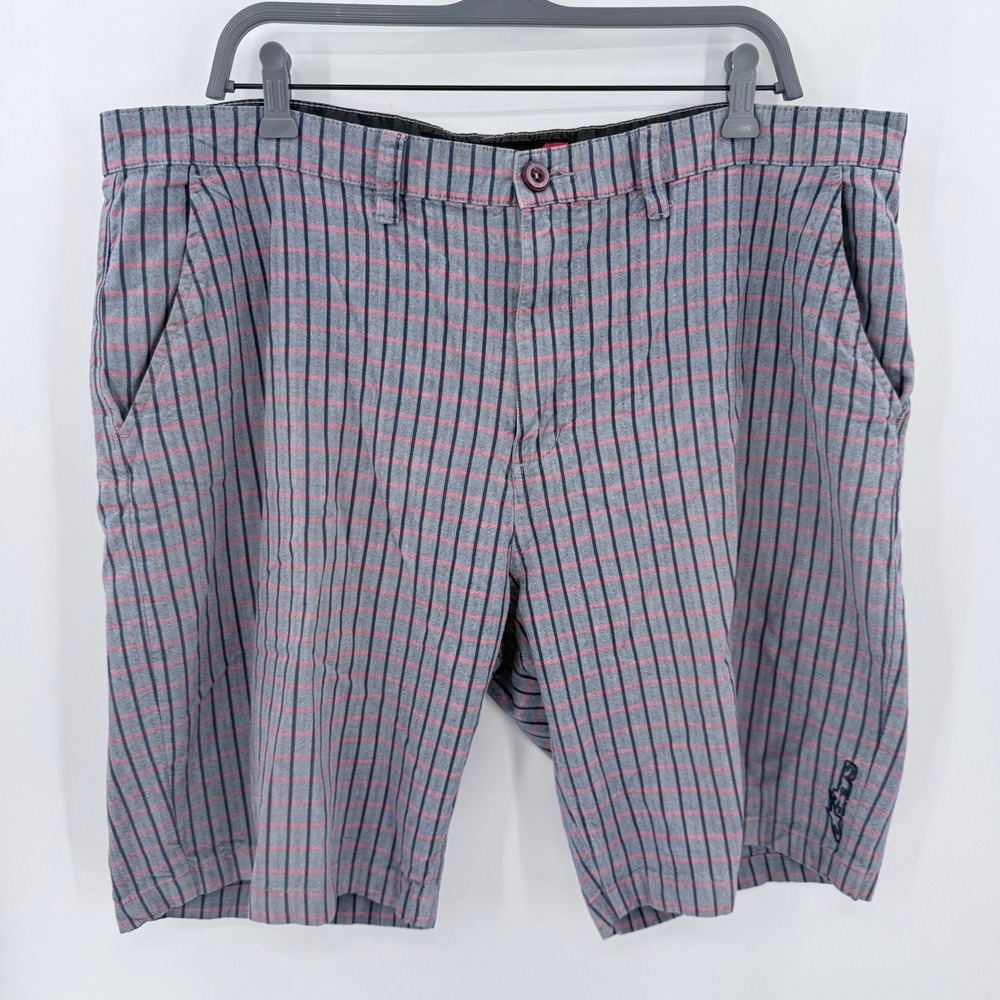 Alpinestars Astars Mens Plaid Chino Shorts Size 40 Grey Navy Red Cotton Grid